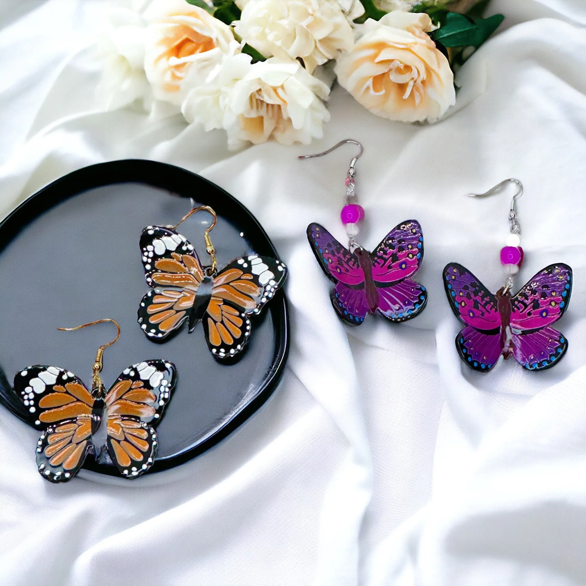 Butterfly Earrings - Easter Earrings, Handmade Earrings, Butterfly Jewelry, Butterfly Accessories,  Easter Accessories, Monarch Butterfly