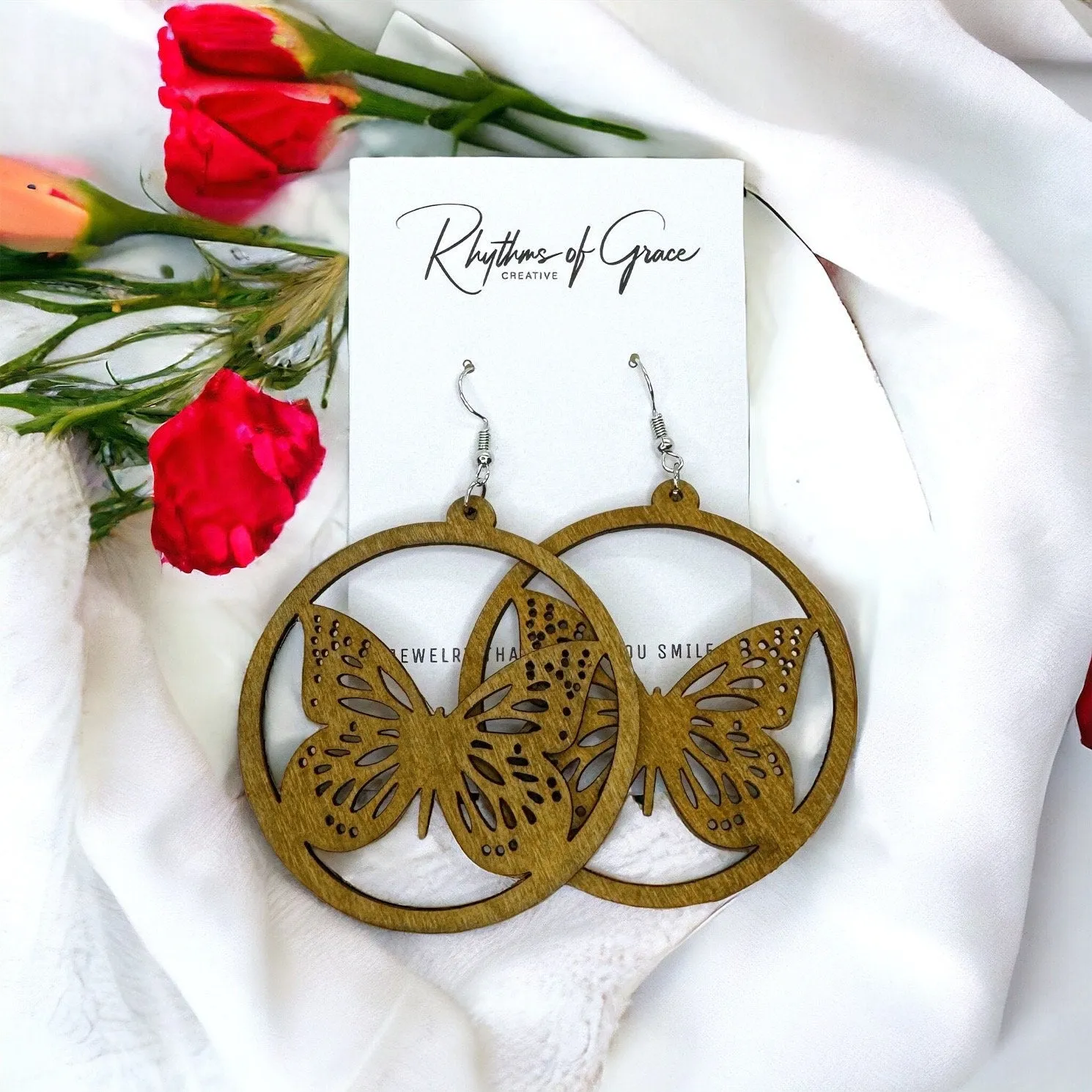 Butterfly Earrings - Easter Earrings, Handmade Earrings, Butterfly Jewelry, Butterfly Accessories, Floral Accessories, Easter Accessories