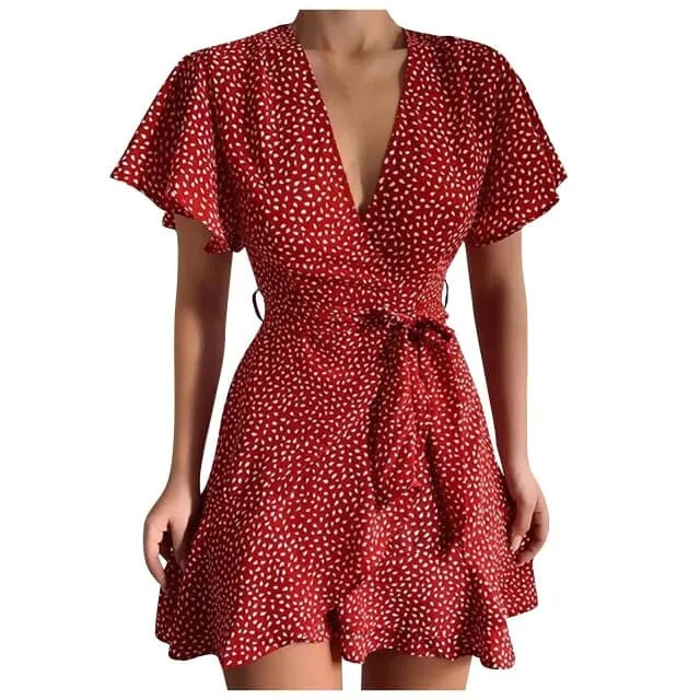 Butterfly Sleeve Vintage Short Mini Dress