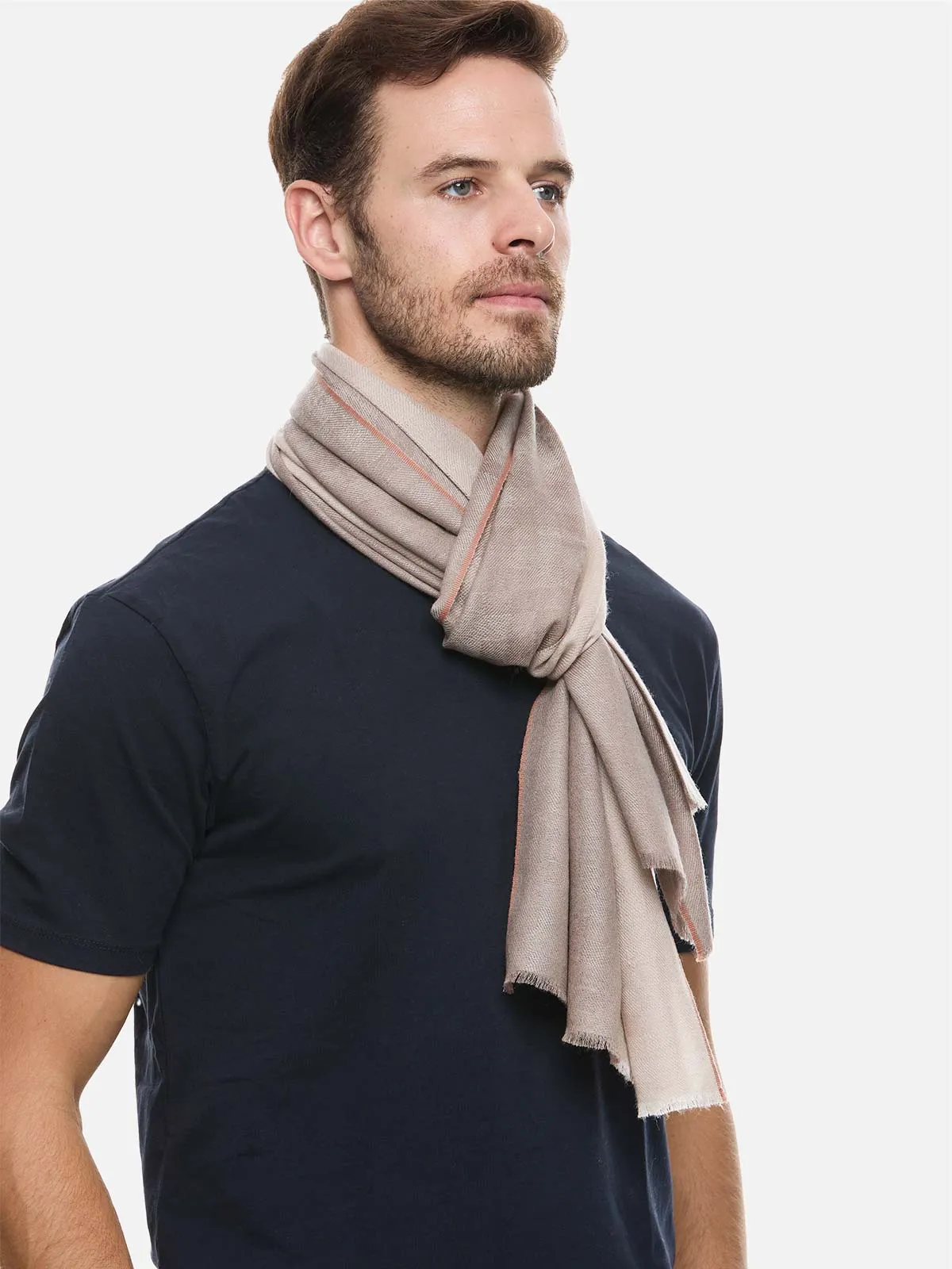 Camel Checkered Mens Cashmere Scarf