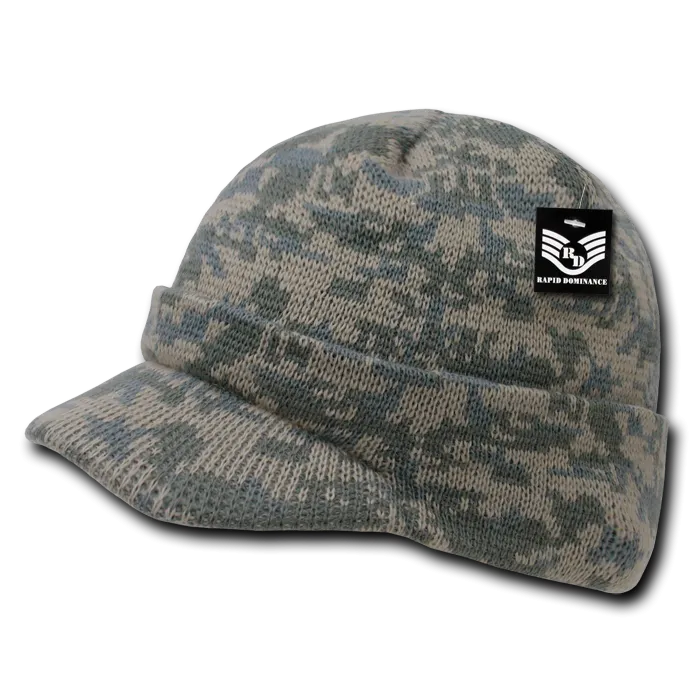 Camo Beanie Jeep Knit Watch Cap Visor GI Military Camouflage - Rapid Dominance R604