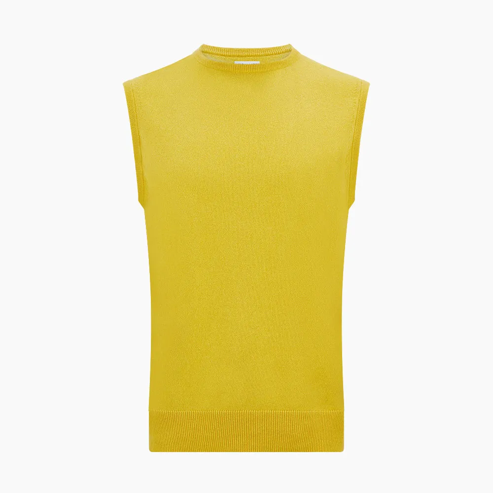 Canary Yellow Cashmere Round Neck Vest