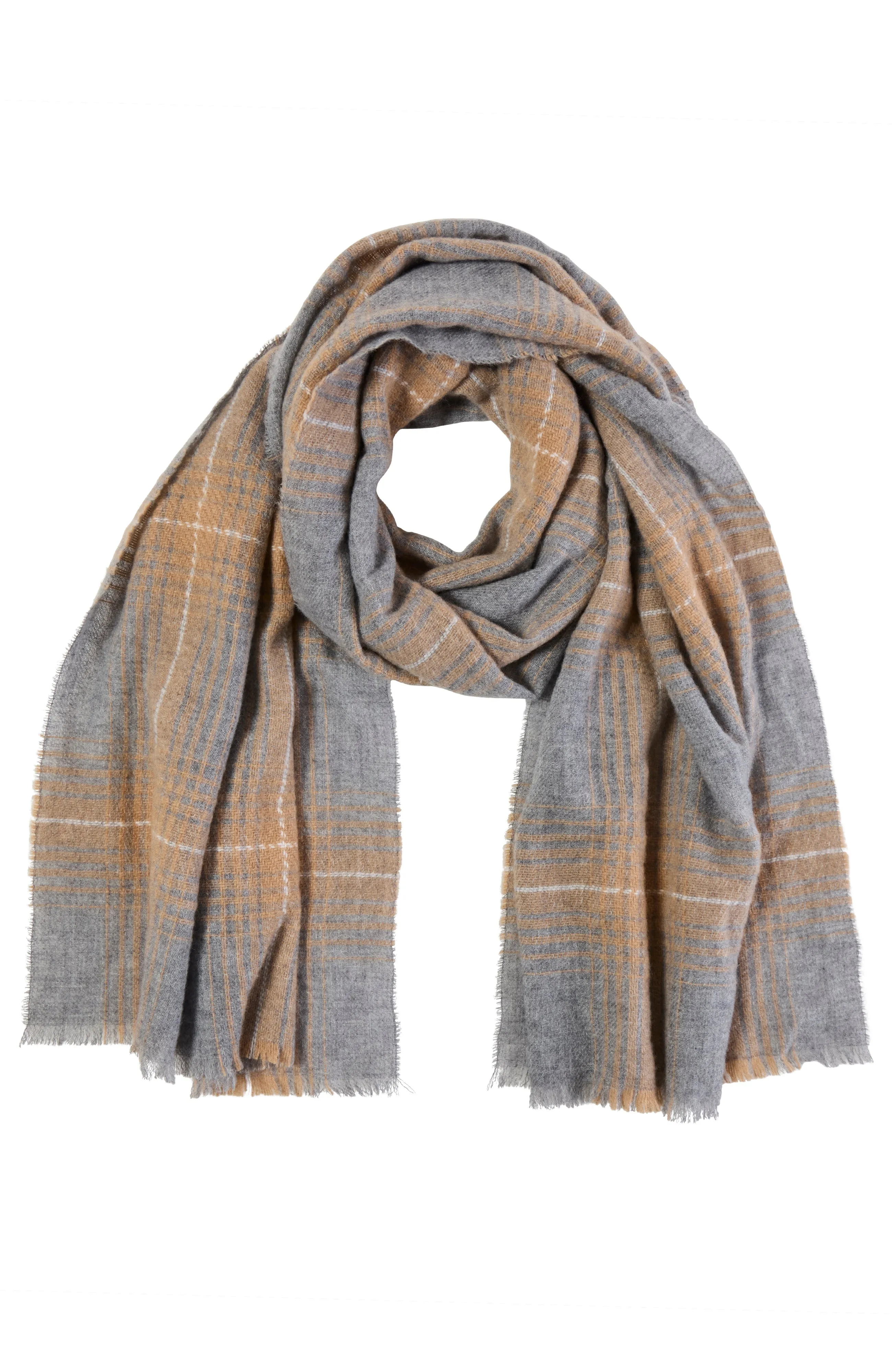 CASHMERE LIGHTWEIGHT EXPLODED PLAID WOVEN SCARF