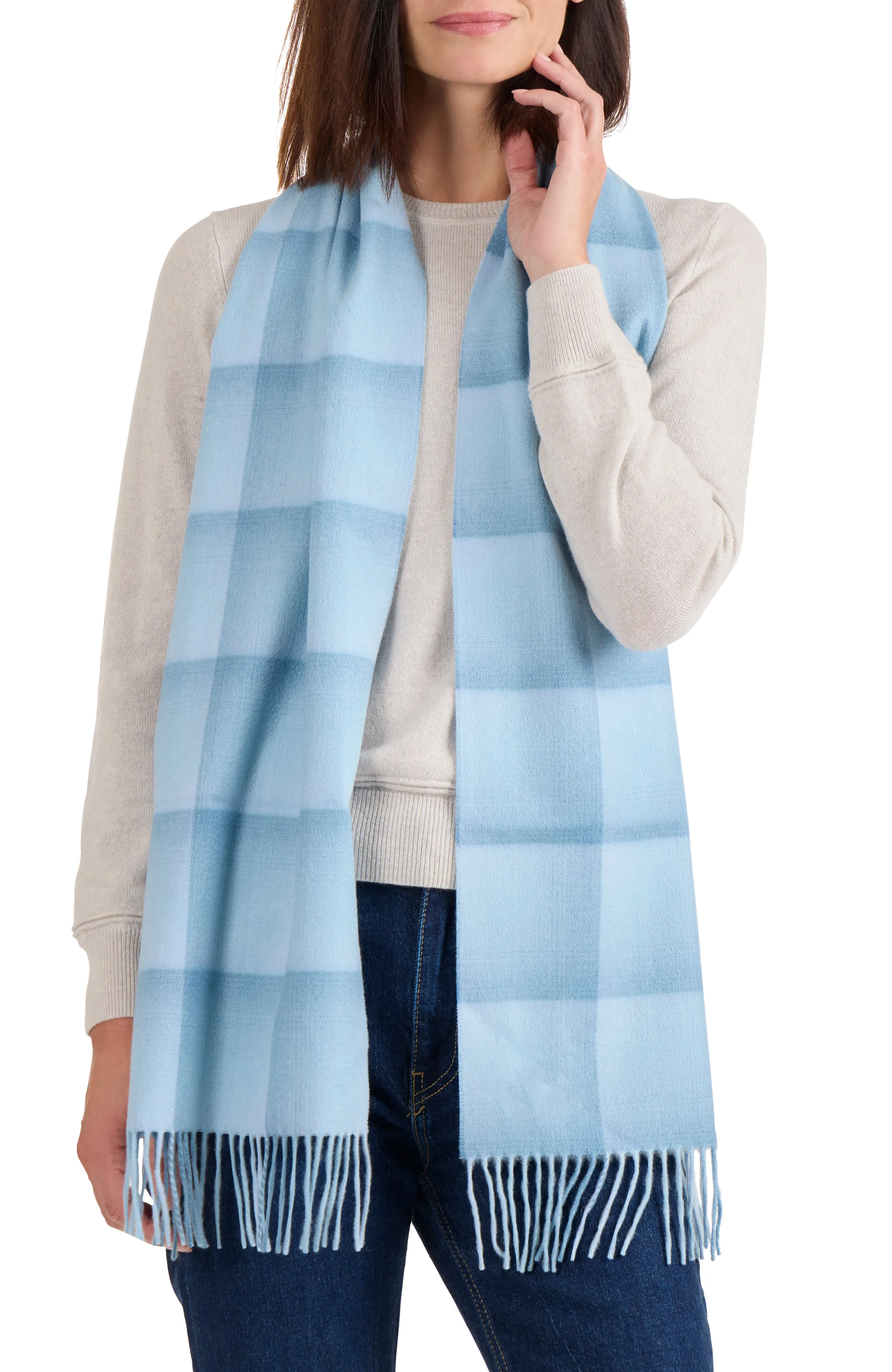 CASHMERE OMBRE GRID SCARF