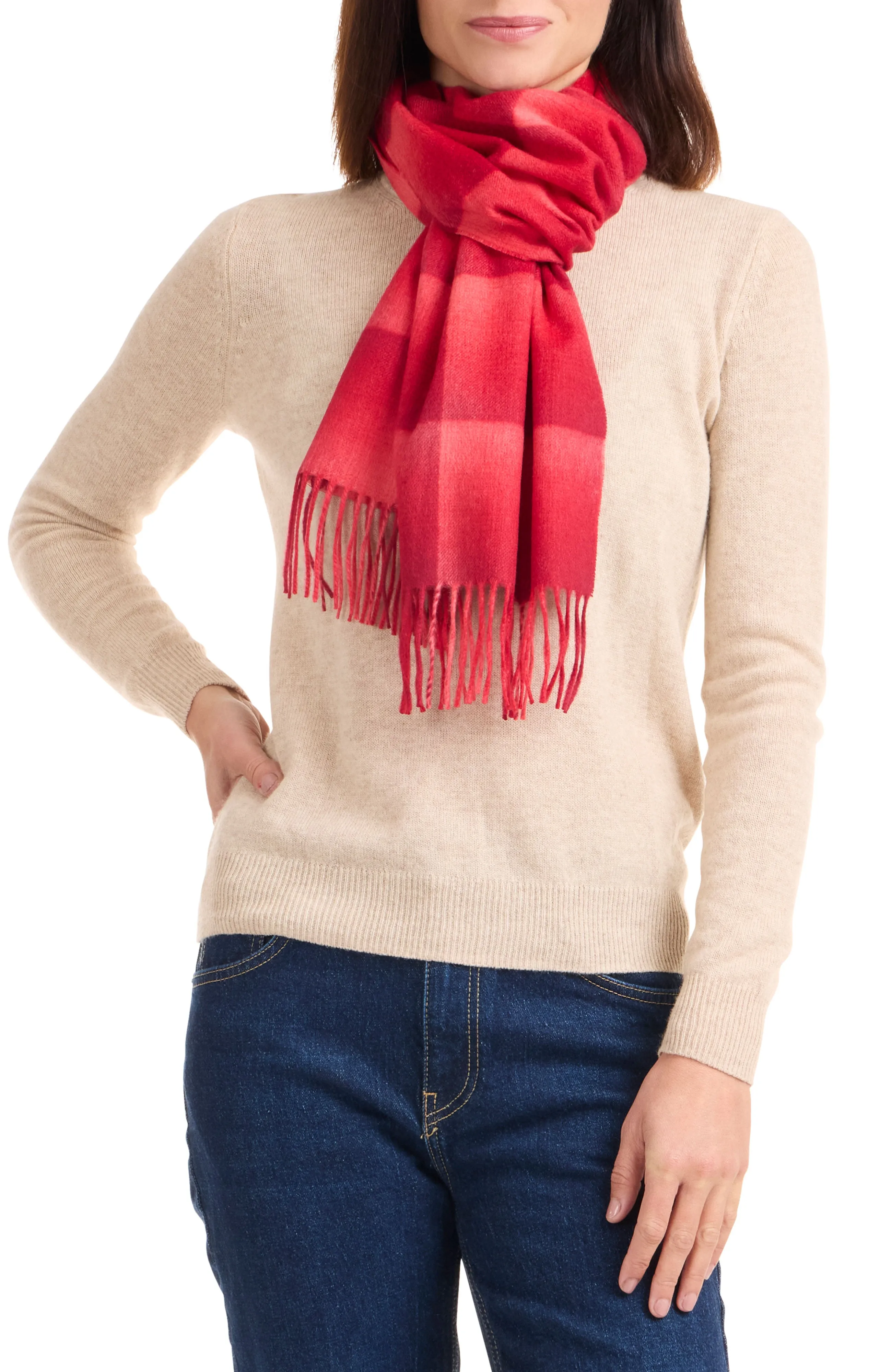 CASHMERE OMBRE GRID SCARF