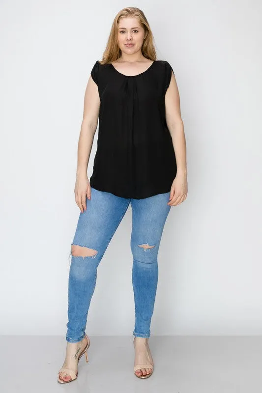 Casual Style Plus Size Top with Accenting Back Straps