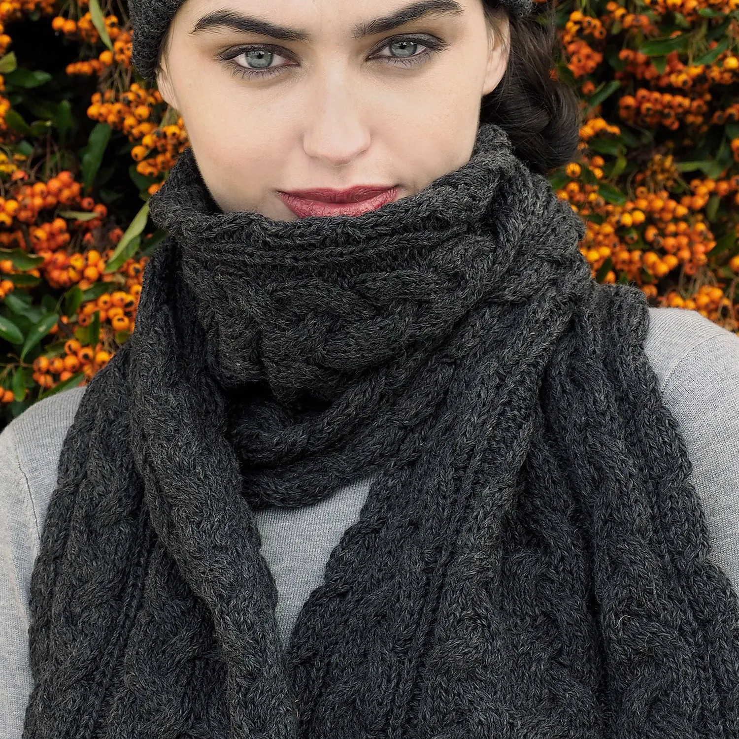 Charcoal Aran Scarf