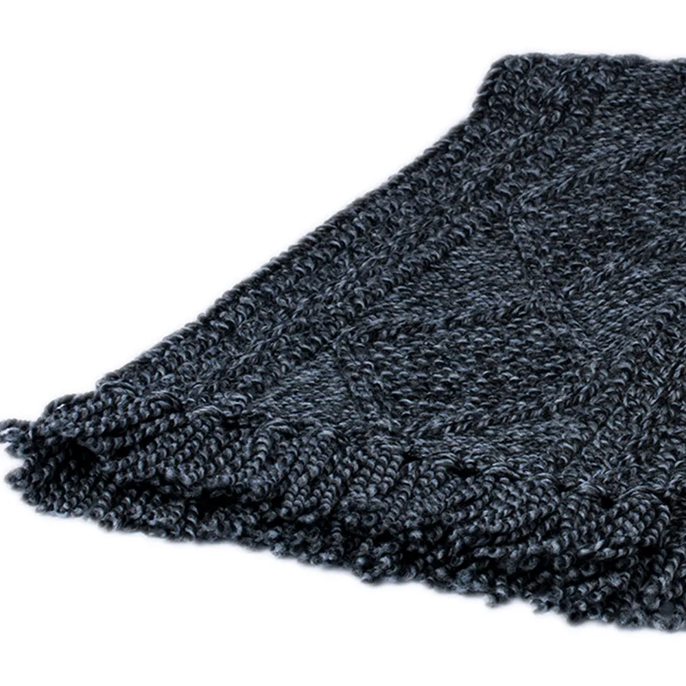 Charcoal Hand Knit Aran Scarf