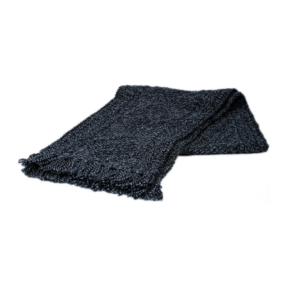 Charcoal Hand Knit Aran Scarf