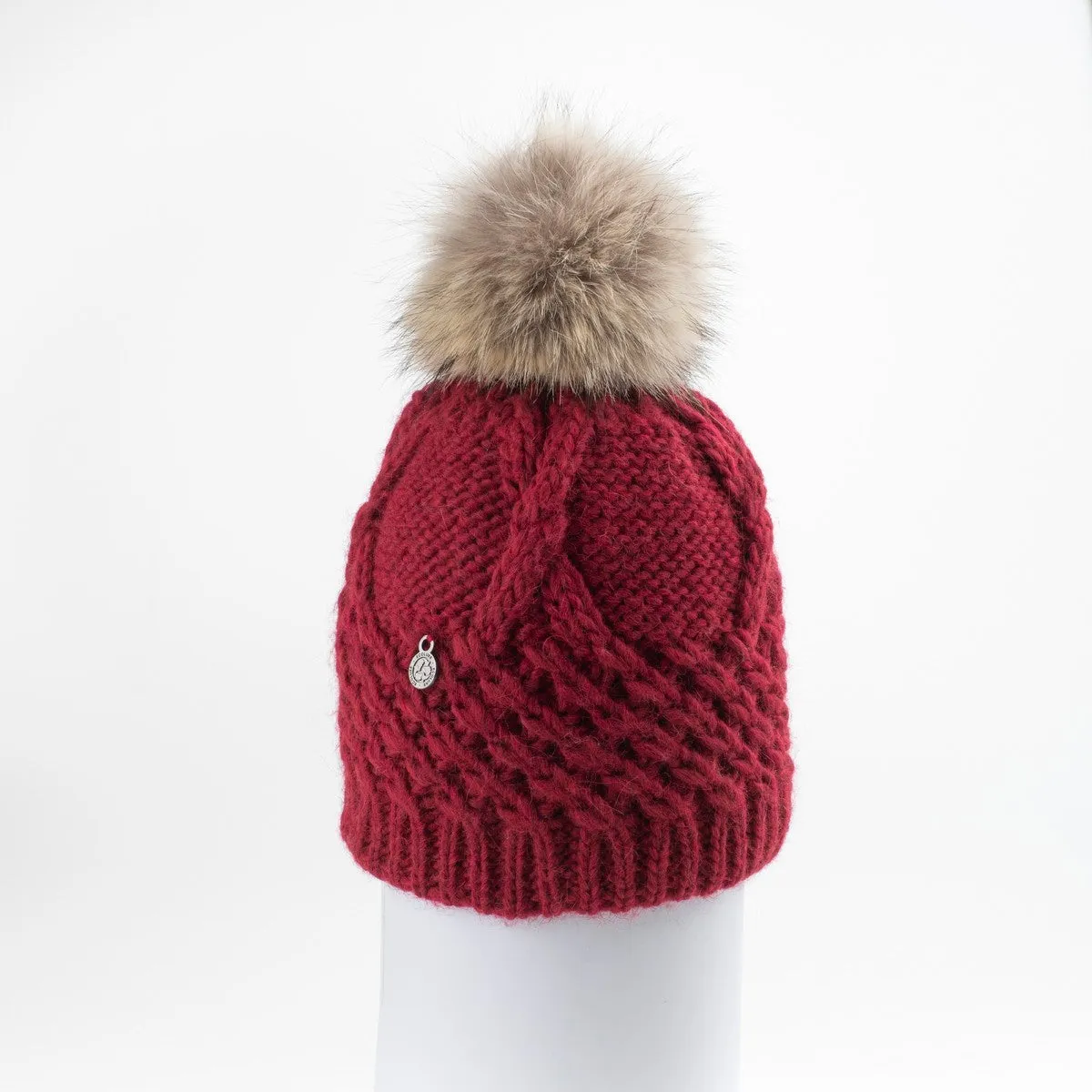 CHUNKY TORSADE BEANIE  WITH UPCYCLED FUR POM