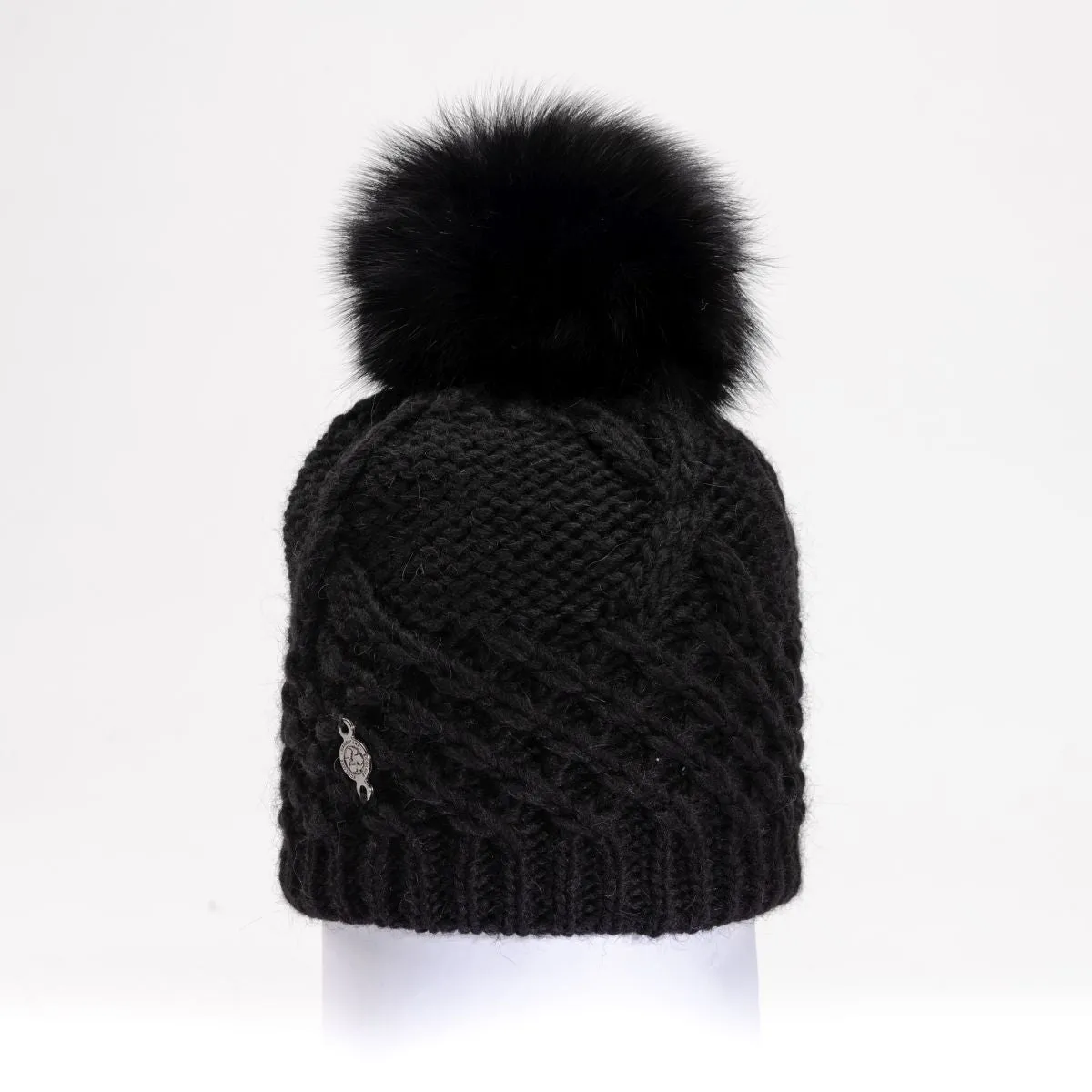 CHUNKY TORSADE BEANIE  WITH UPCYCLED FUR POM