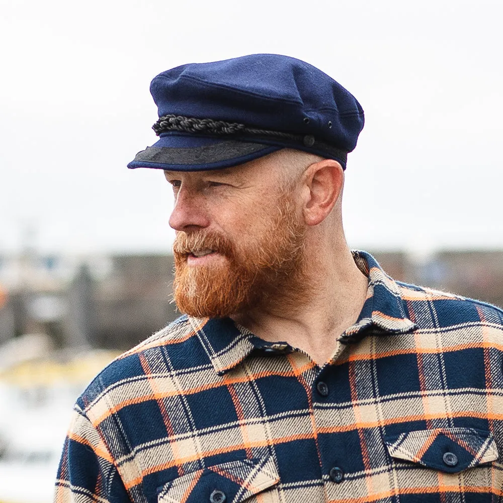 Classic Wool Greek Fisherman Cap - Navy Blue