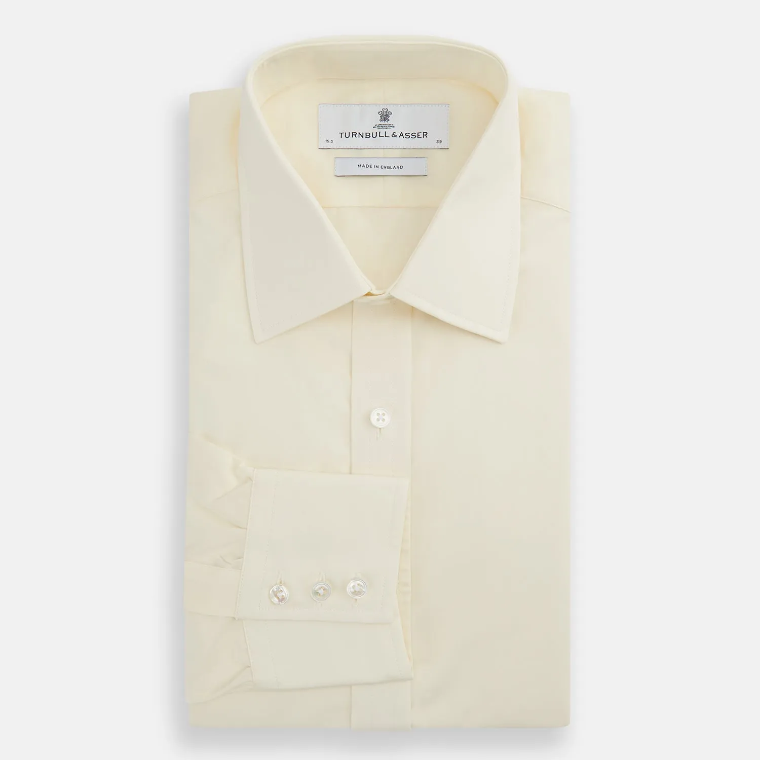 Cream Cotton Shirt with T&A Collar and 3-Button Cuffs