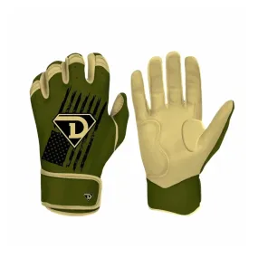 D1 Elite Series Premium Batting Gloves “American Flag Tanks” Military Green / Tan