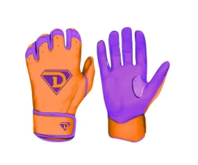 D1 Elite Series Premium Batting Gloves “Jokers” Bright Orange / Purple