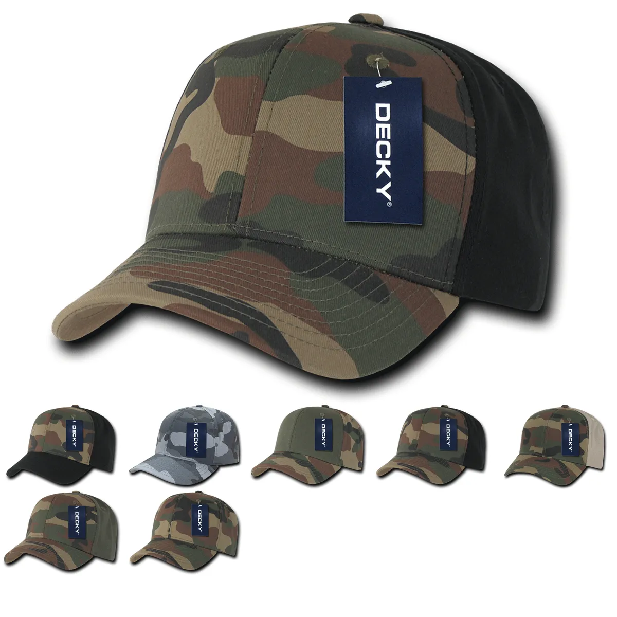 Decky 1048 6 Panel Mid Profile Structured Camo Cap - CASE Pricing