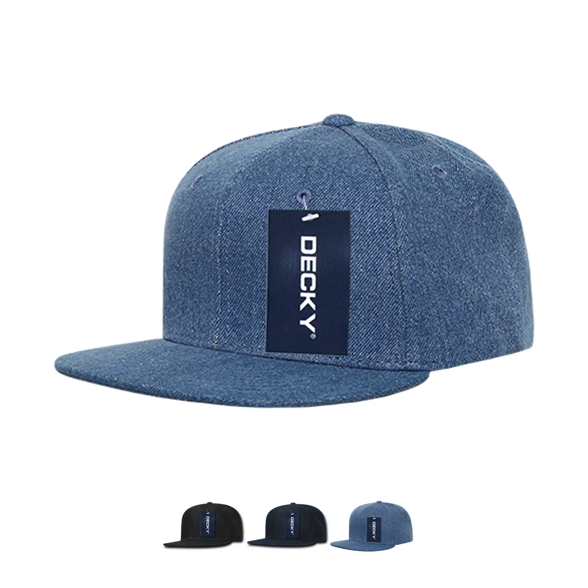 Decky 1090 Denim Snapback Hat, 6 Panel Denim Snapback Cap