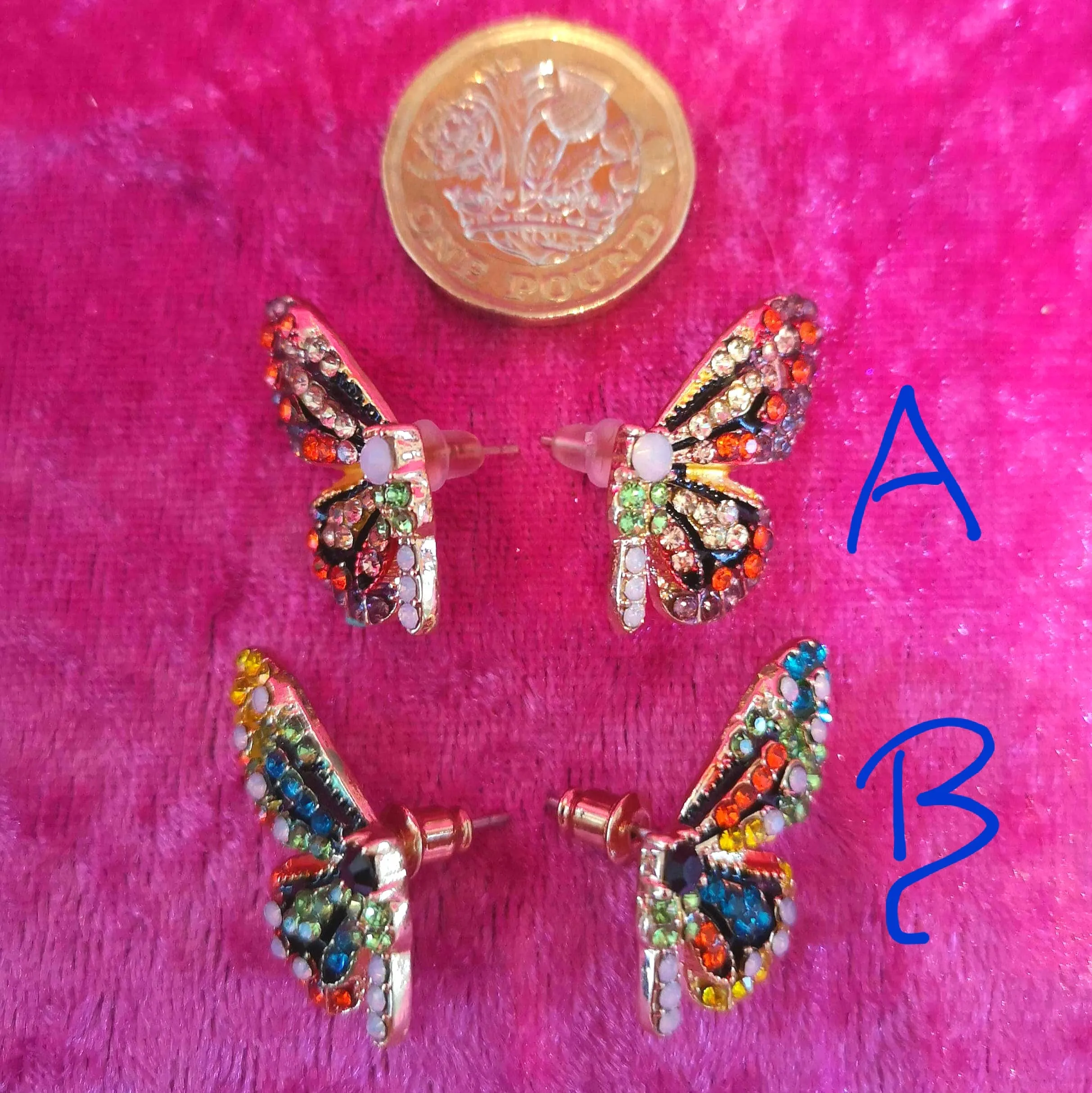 Diamante Butterfly Stud Earrings