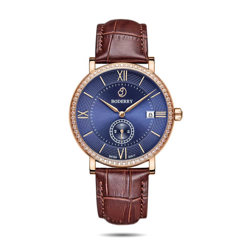 ELEGANT II - Swiss Quartz Movement Watch | Rose Gold & Blue Dial