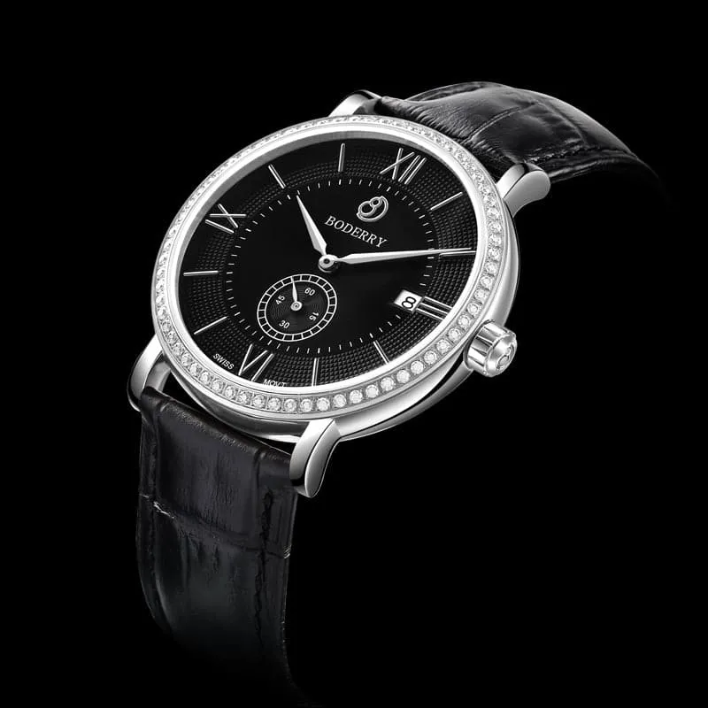 ELEGANT II - Swiss Quartz Movement Watch | Silver & Black Dial