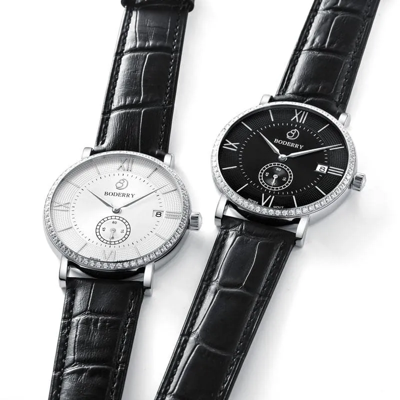 ELEGANT II - Swiss Quartz Movement Watch | Silver & Black Dial