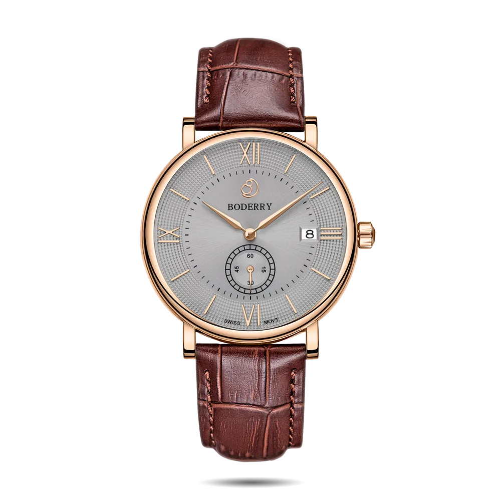 ELEGANT - Swiss Quartz Movement Watch | Rose Gold & Grey Dial