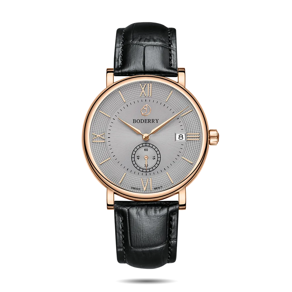 ELEGANT - Swiss Quartz Movement Watch | Rose Gold & Grey Dial