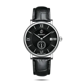 ELEGANT - Swiss Quartz Movement Watch | Silver & Black Dial