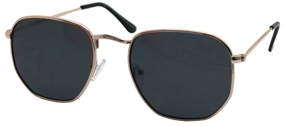 Fantas-Eyes Mens Jonas Geo Round Metal Non-Polarized Sunglasses - Gold/Smoke