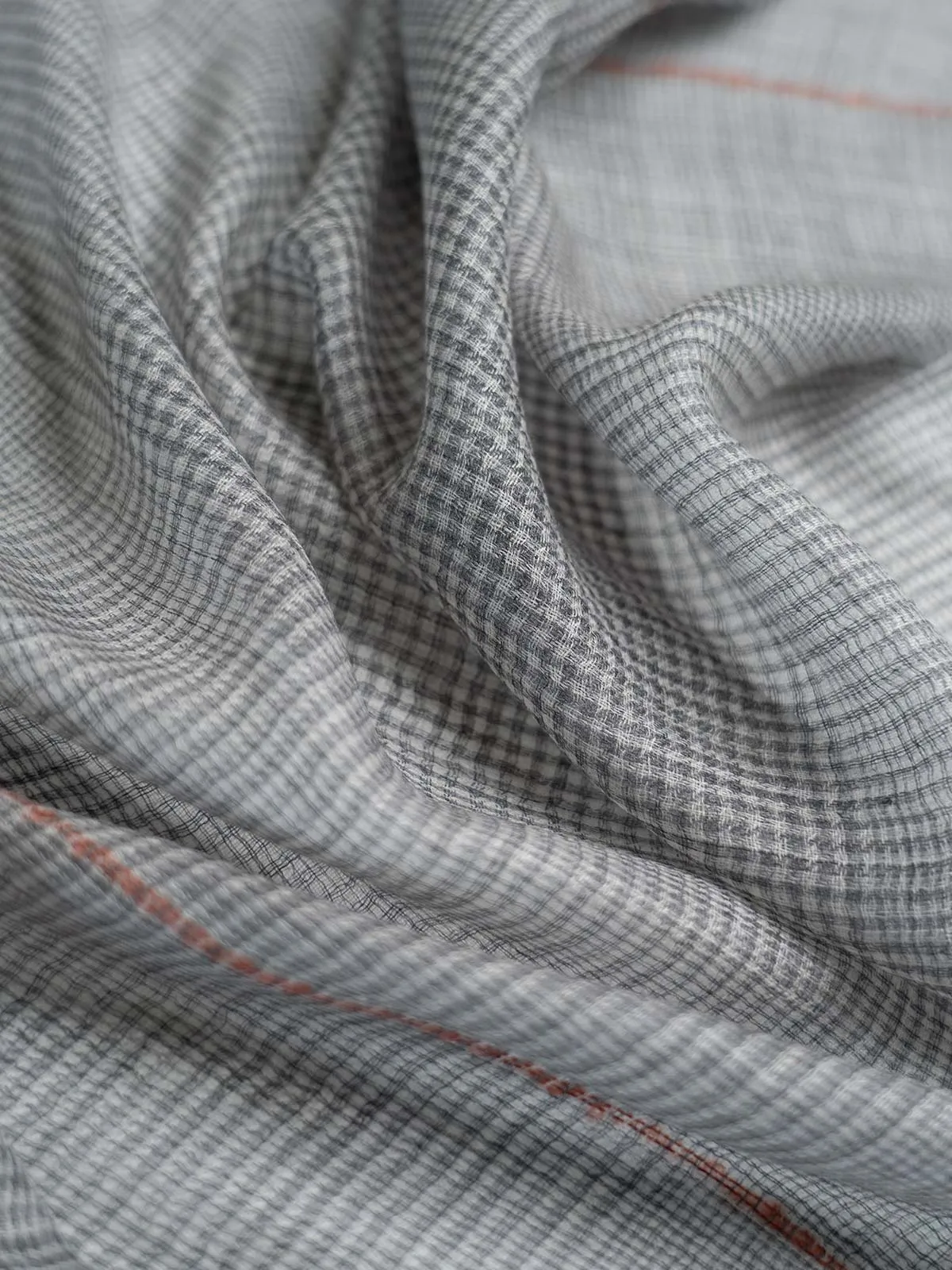 Featherlight Light Gray Plaid Cashmere Scarf