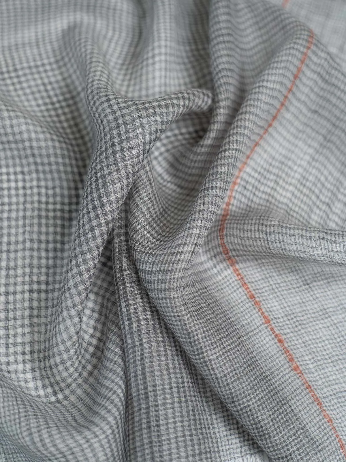 Featherlight Light Gray Plaid Cashmere Scarf