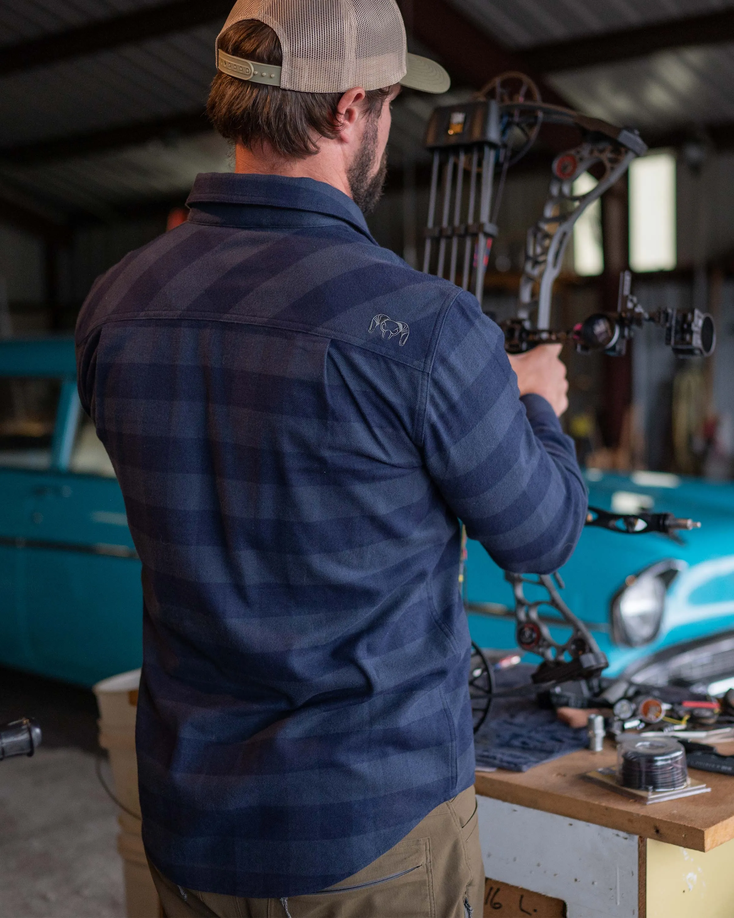 Field Flannel Shirt | Steel Blue Trio