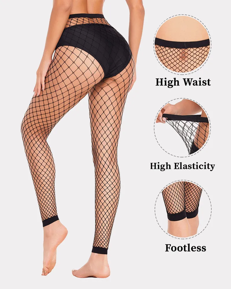 Fishnet Stockings Footless High Waist Tights Pantyhose