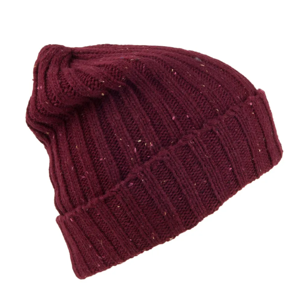 Flecked Beanie Hat - Burgundy