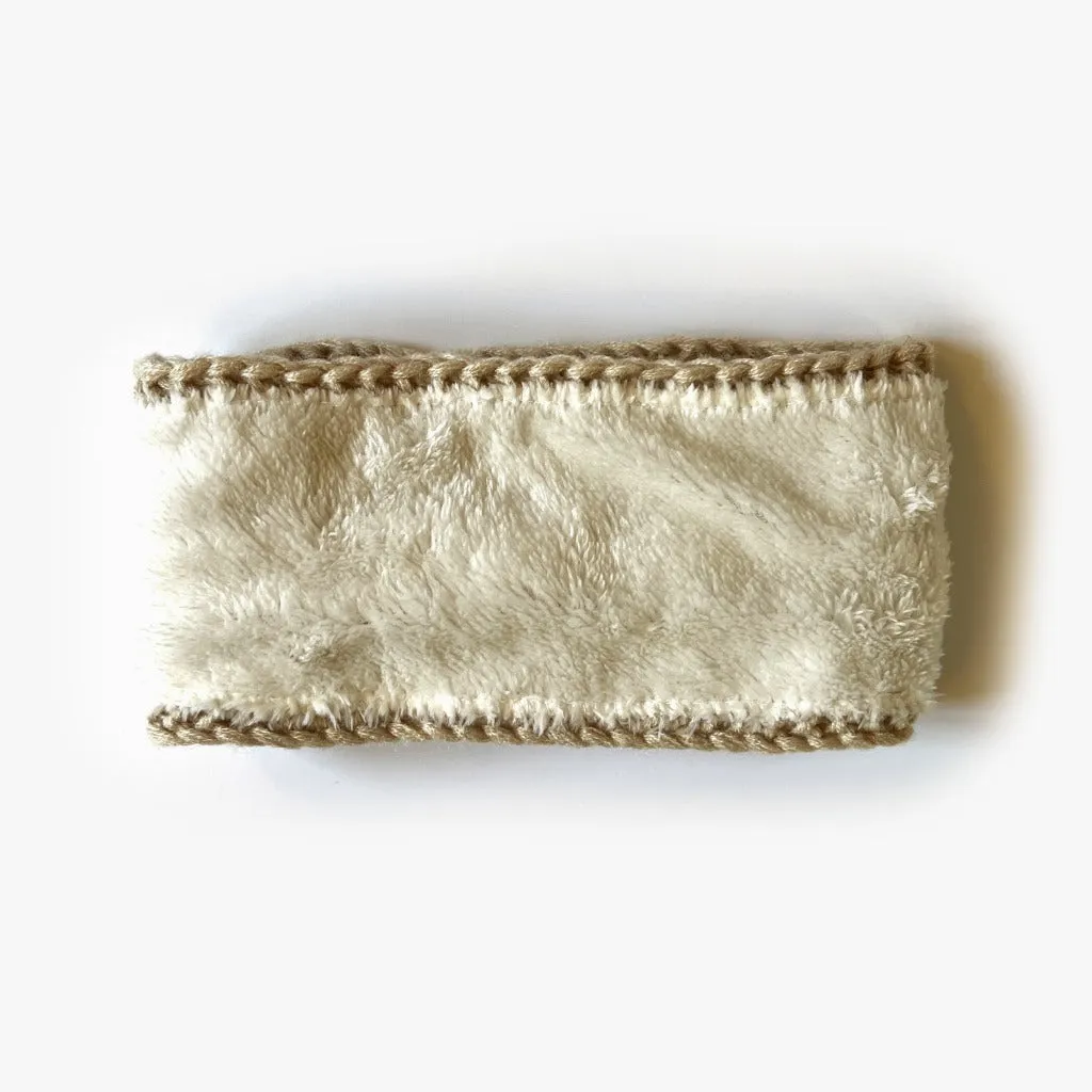 Fleece Lined Cable Knit Headband - Oatmeal Beige