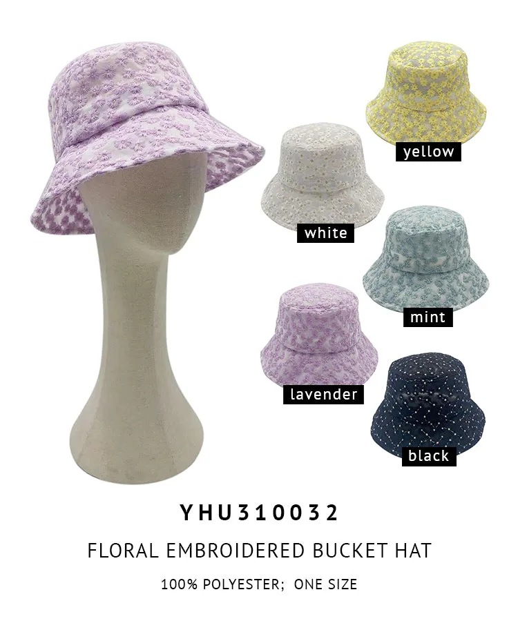 Floral Embroidered Bucket Hat