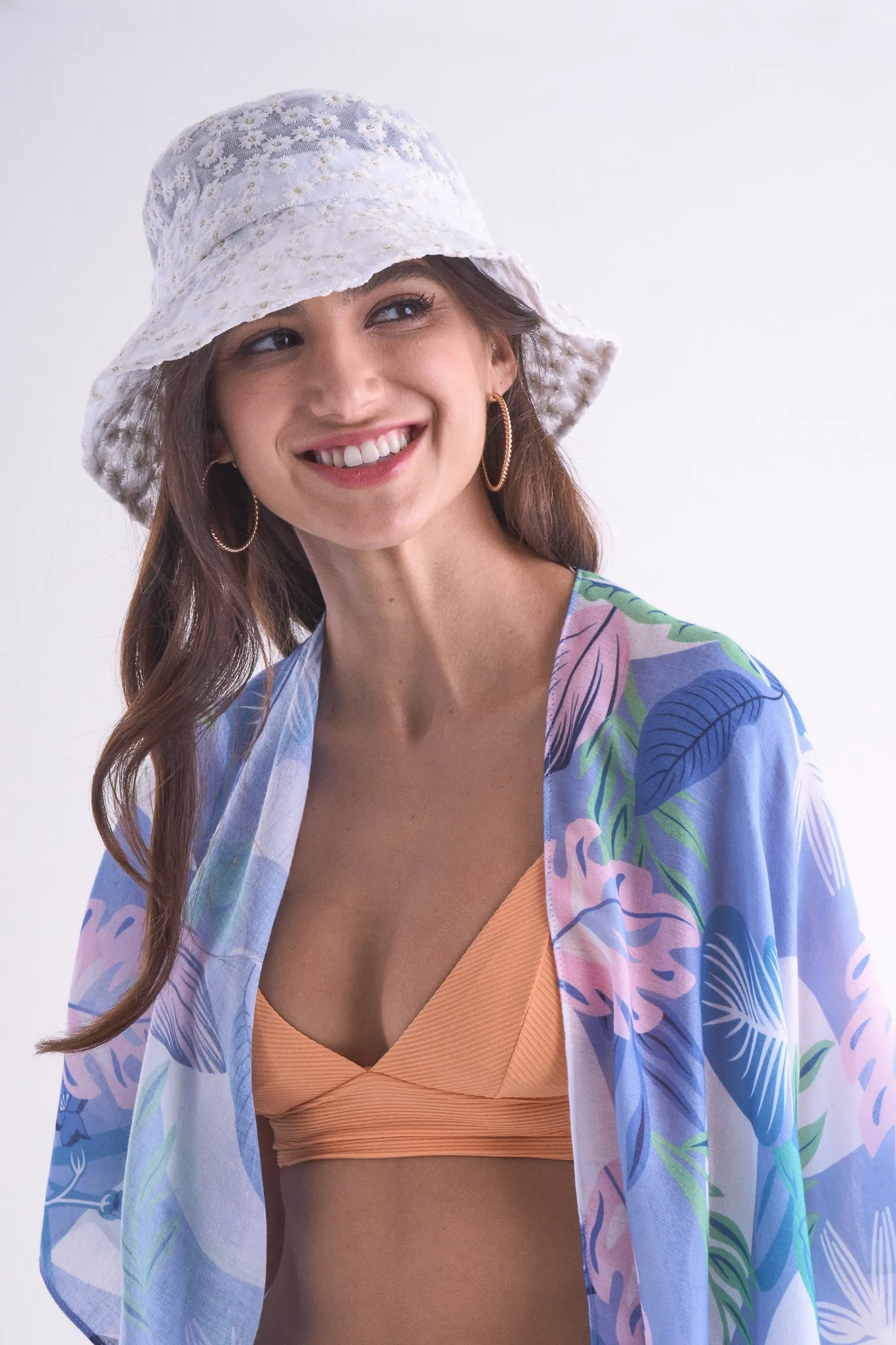 Floral Embroidered Bucket Hat