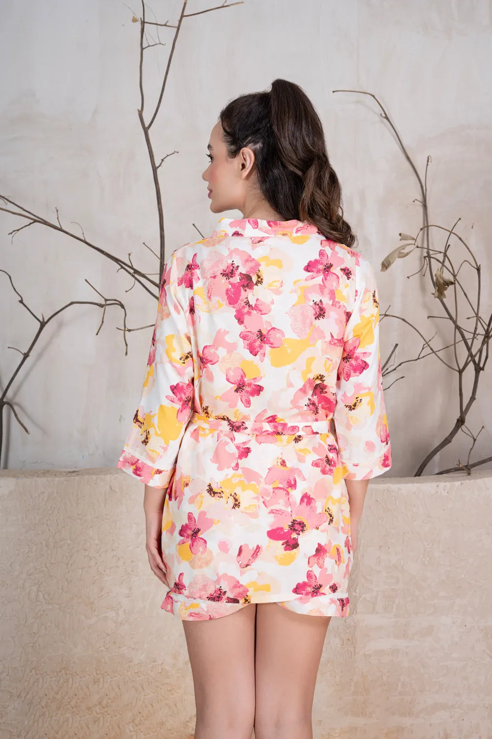 Floral Rayon Night suit with Shorts