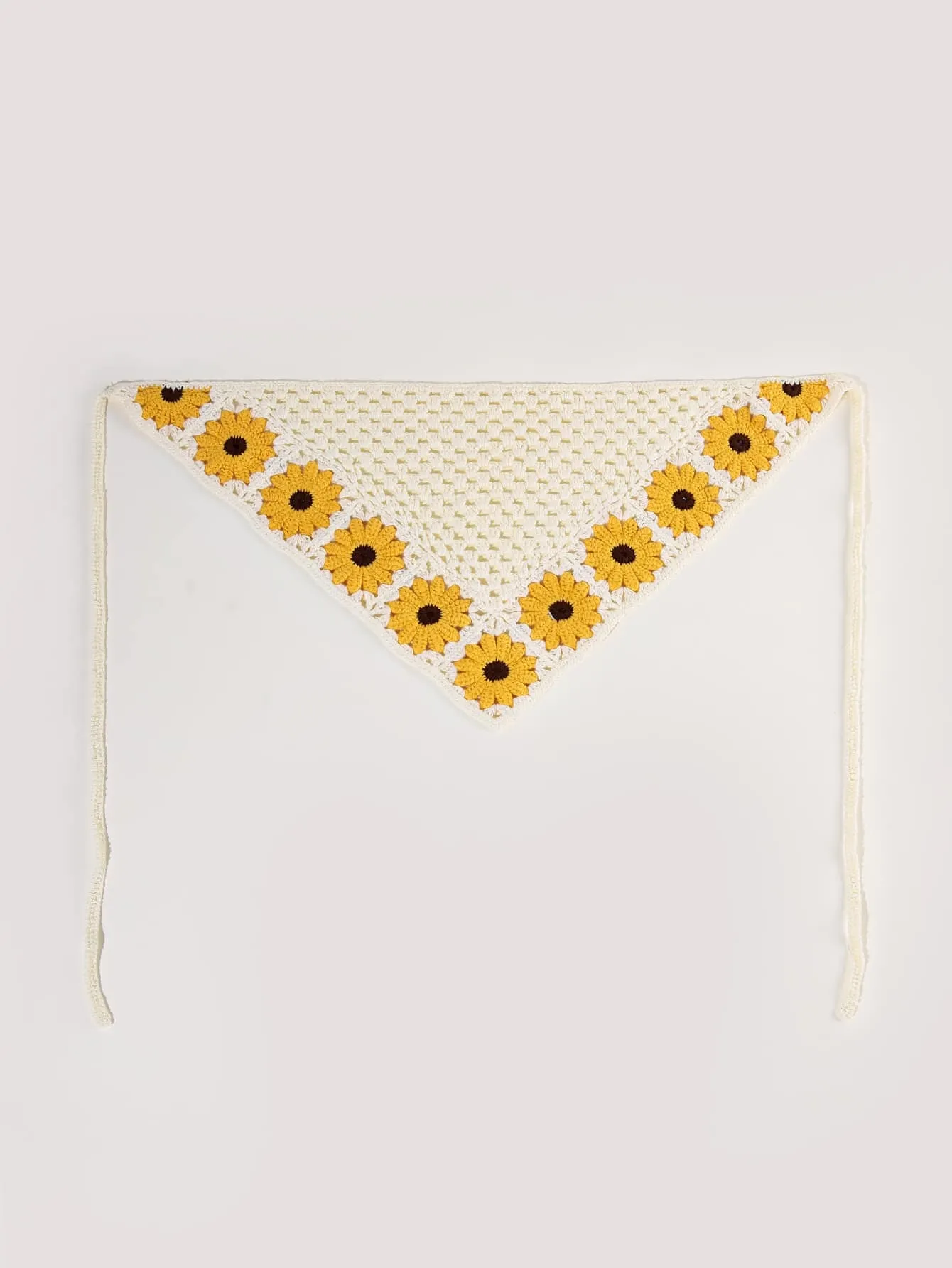 Flower Decor Knit Kerchief