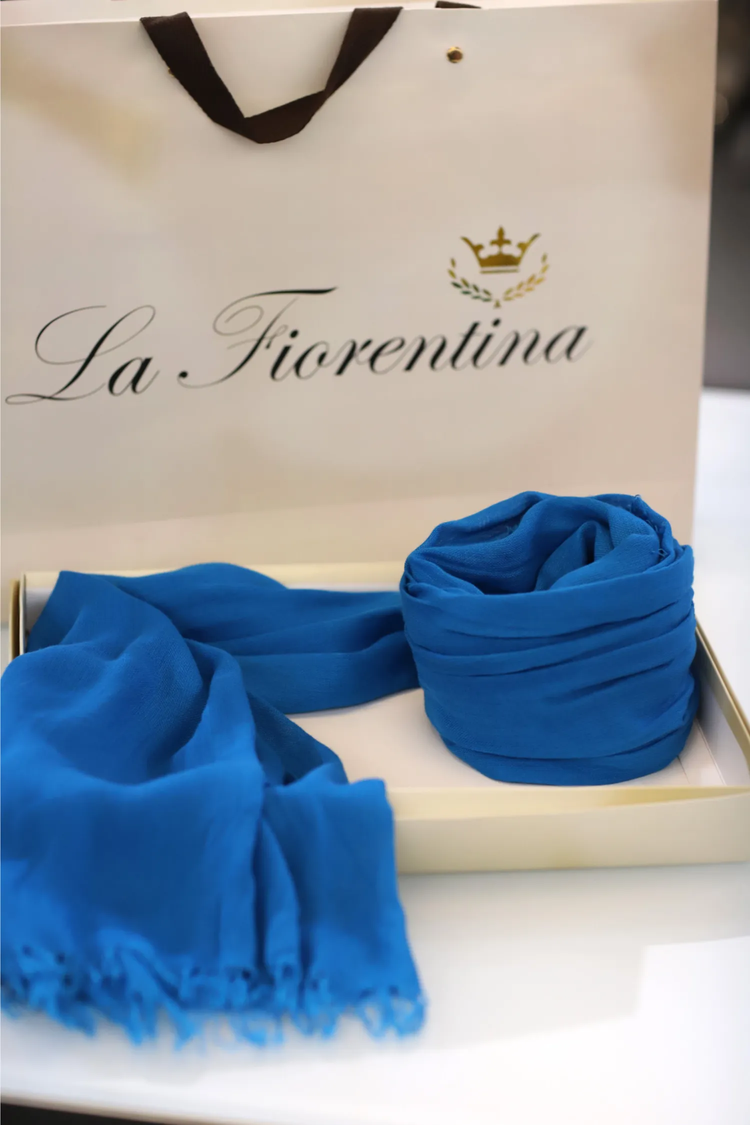 Fringe Pashmina - Blue