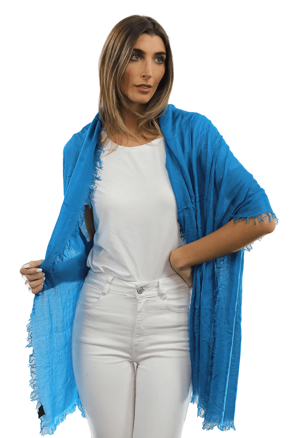 Fringe Pashmina - Blue