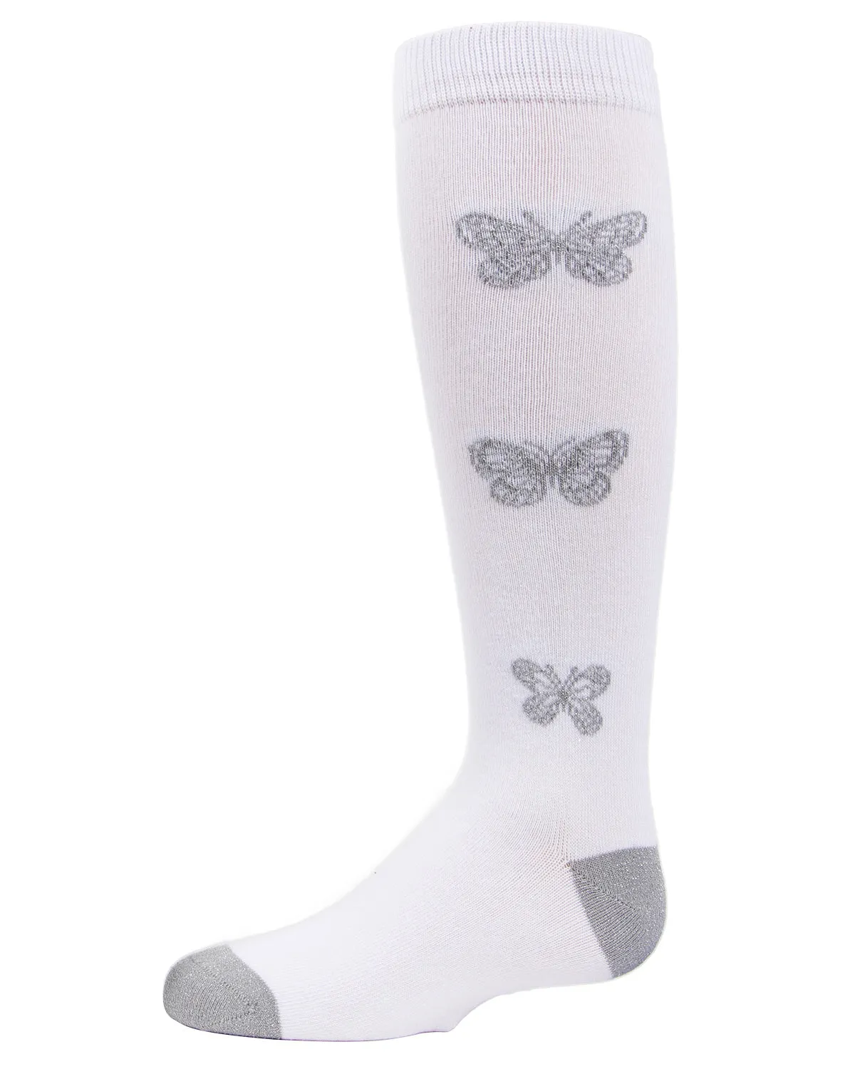 Girls' Glitter Butterfly Cotton Knee High Socks