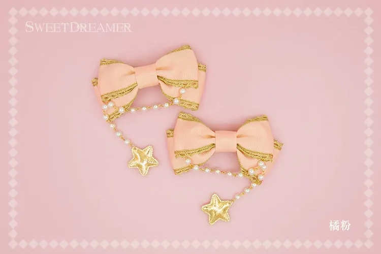 Gold Brocade Star Hair Clip Set