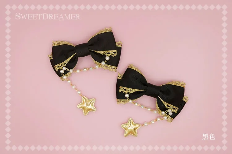 Gold Brocade Star Hair Clip Set