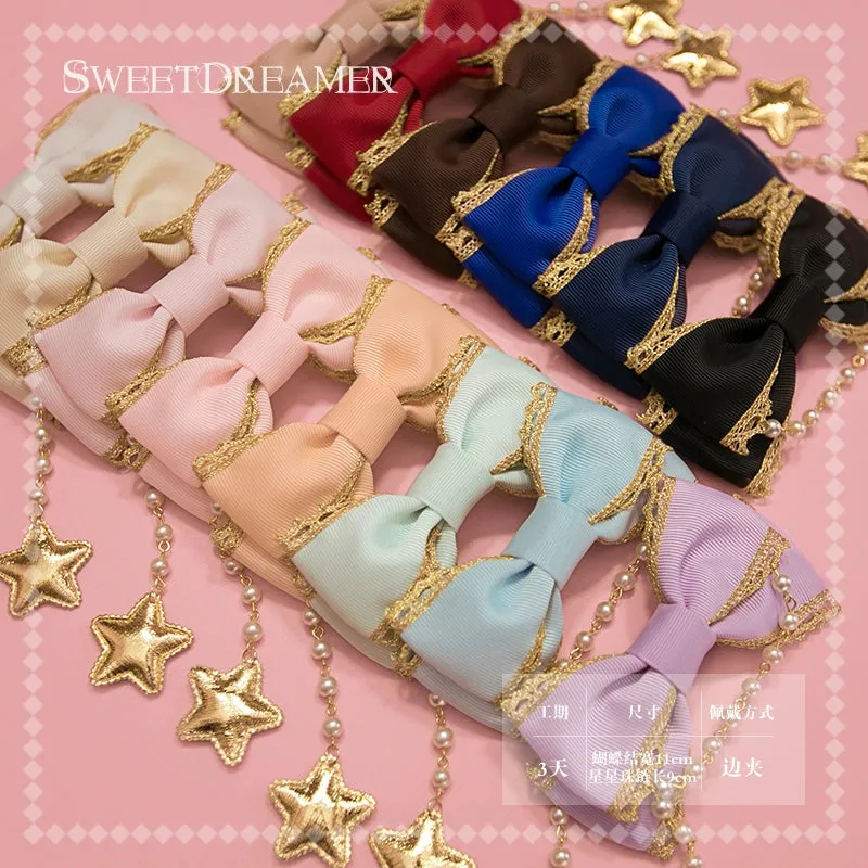 Gold Brocade Star Hair Clip Set