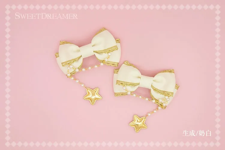 Gold Brocade Star Hair Clip Set