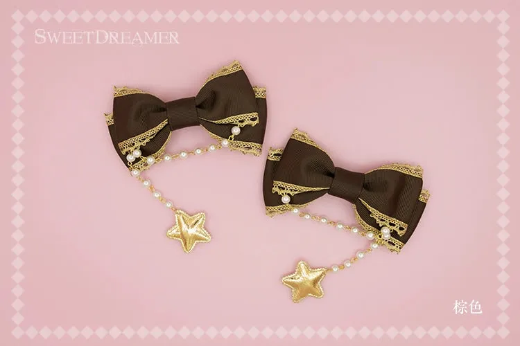 Gold Brocade Star Hair Clip Set