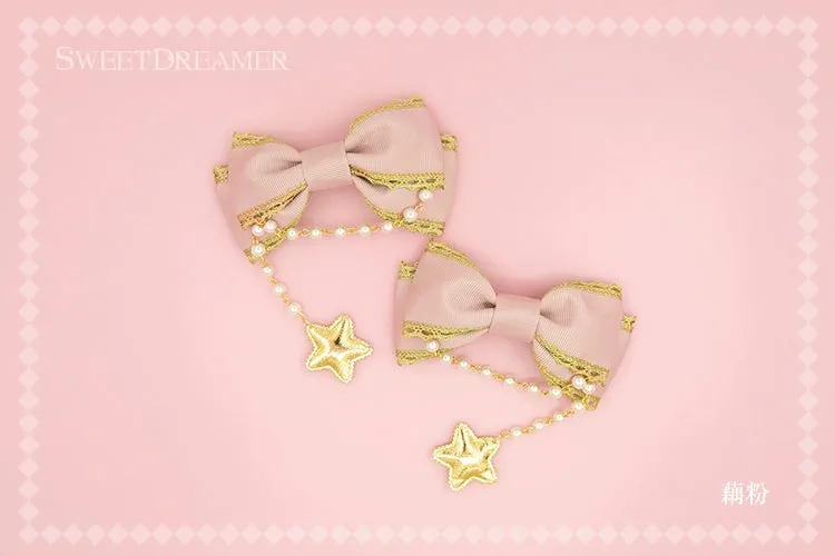 Gold Brocade Star Hair Clip Set