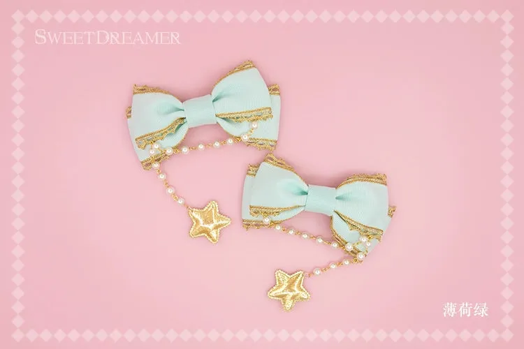 Gold Brocade Star Hair Clip Set