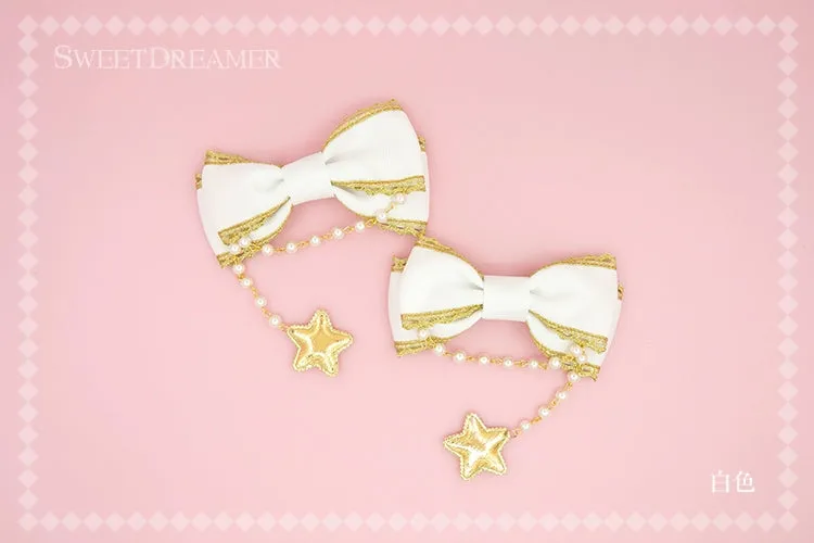 Gold Brocade Star Hair Clip Set